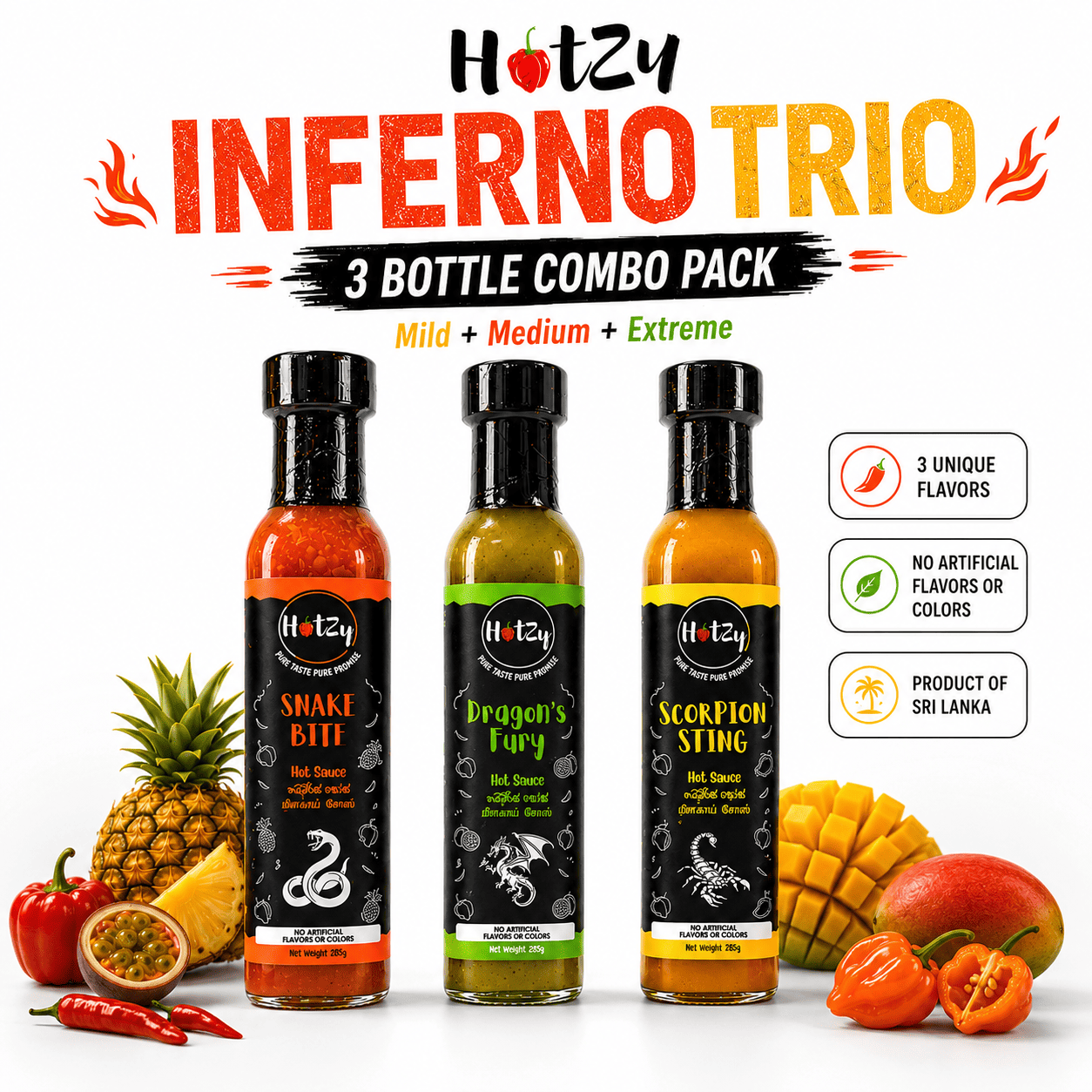 HOTZY INFERNO TRIO HOT SAUCE - IMPACT WORLDEX - 02 1
